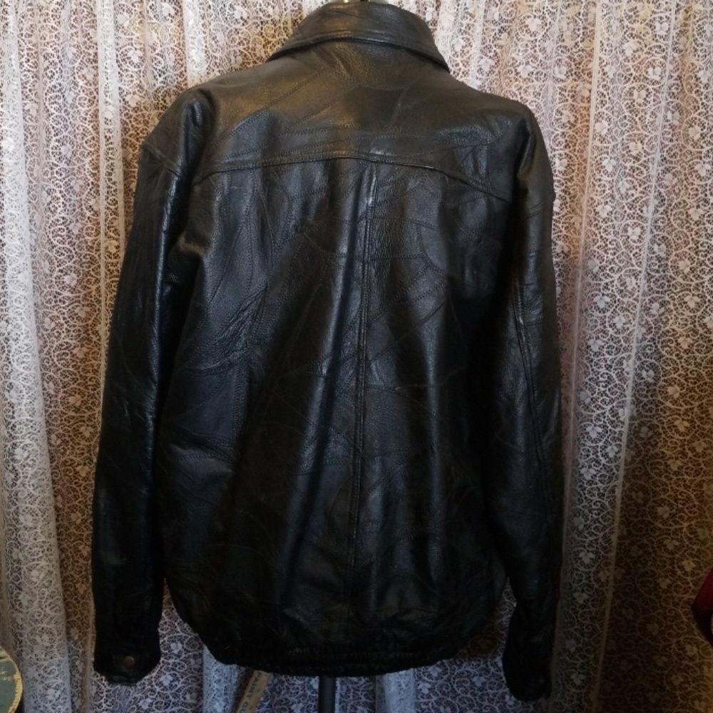 Patchwork Black Leather Jacket - image 2